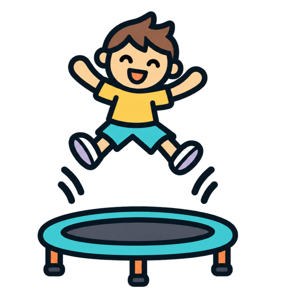 Icona d'una persona saltant sobre un trampolí